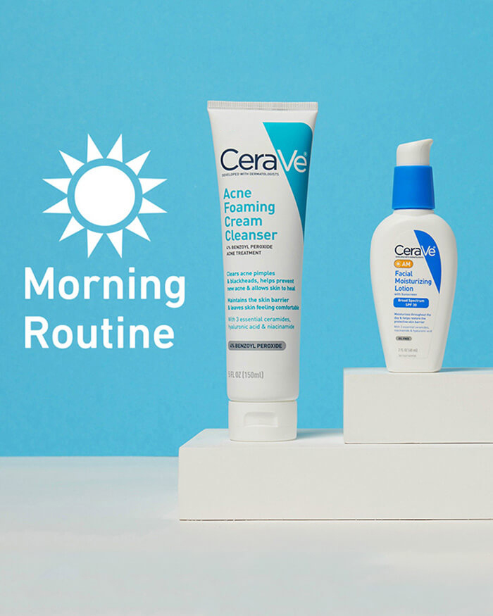Acne Foaming Cream Cleanser Benzoyl Peroxide Treatment Cerave