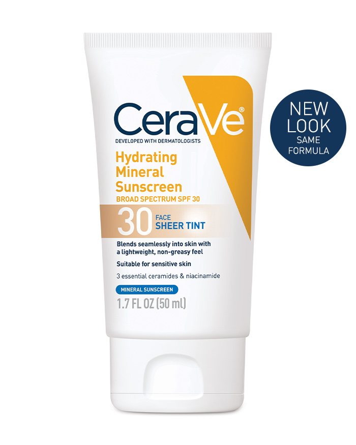 Hydrating Sunscreen Broad Spectrum SPF 30 for Face Sheer Tint | CeraVe