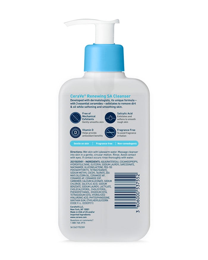 Renewing Sa Salicylic Acid Cleanser Face Wash Cerave