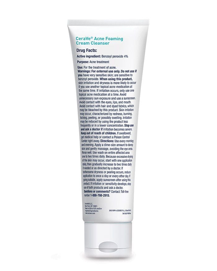 CeraVe Acne Foaming Cream Wash | Gentle Face and Body Acne Cleanser with  Benzoyl Peroxide 10%, Hyaluronic Acid, and Niacinamide | Acne Treatment