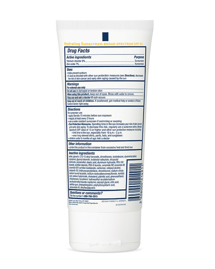cerave sunscreen face lotion spf 50 ingredients