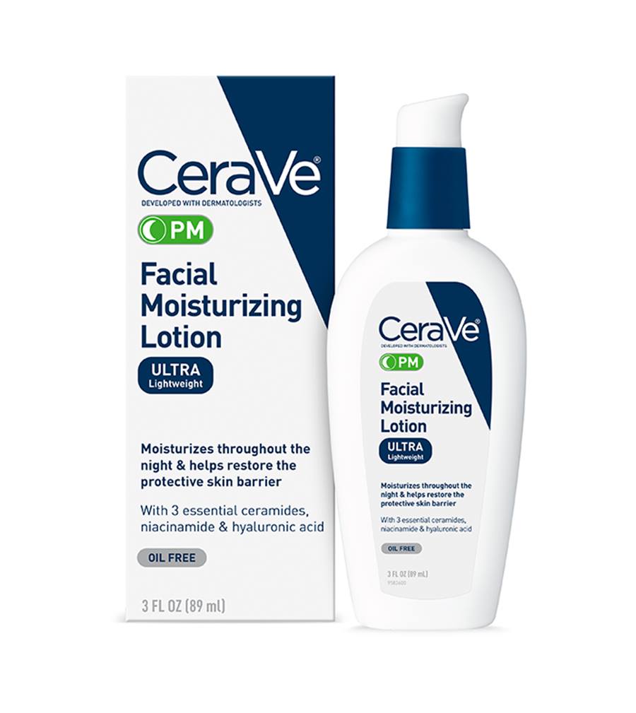 CeraVe PM Facial Moisturizer Lotion bottle for nightly skin repair