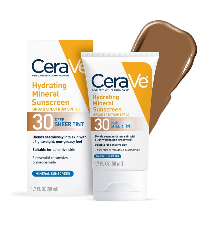 Skin Spf Hydrating Mineral Tinted Sunscreen for Deep Skin | SPF 30 | CeraVe